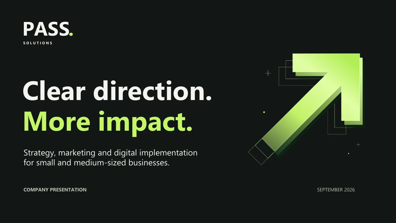 Cover of the PASS Solutions presentation: Clear direction. More impact.